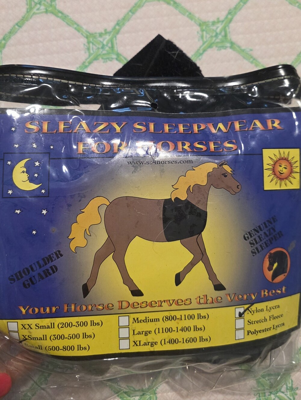 Sleazy Sleepware for Horses Shoulder Gaurd- Black/small